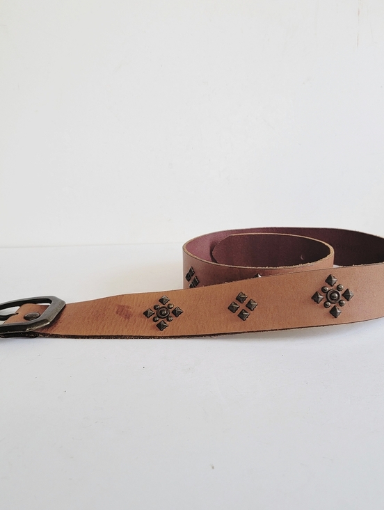 Banana Republic Brown Tan Leather Studded Boho Belt Size Medium Southwestern main image 9